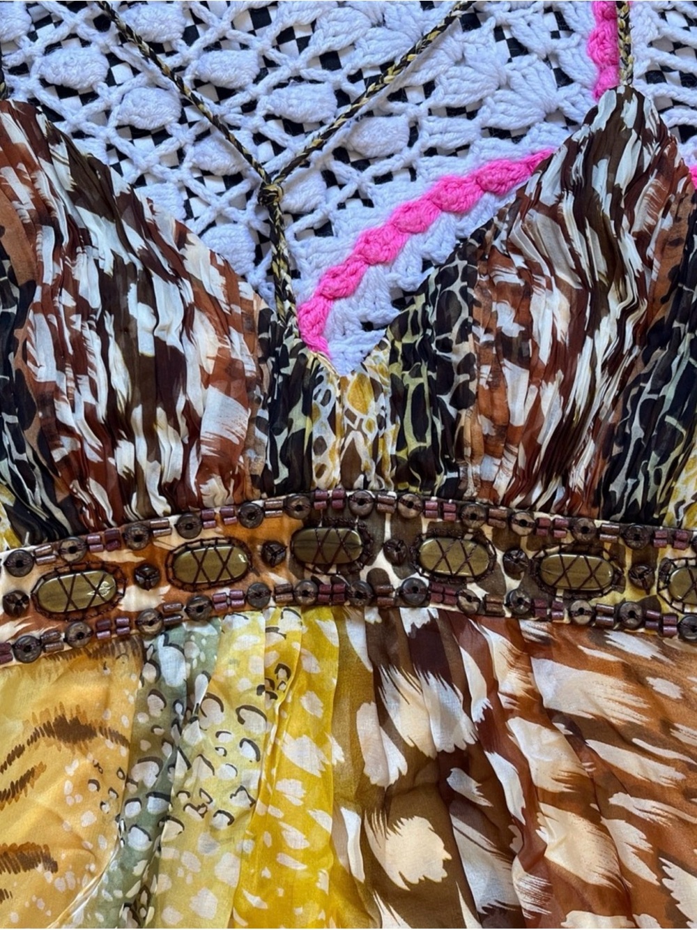 Sue Wong Yellow Brown Animal-Print Mini Dress - Picture 5 of 10